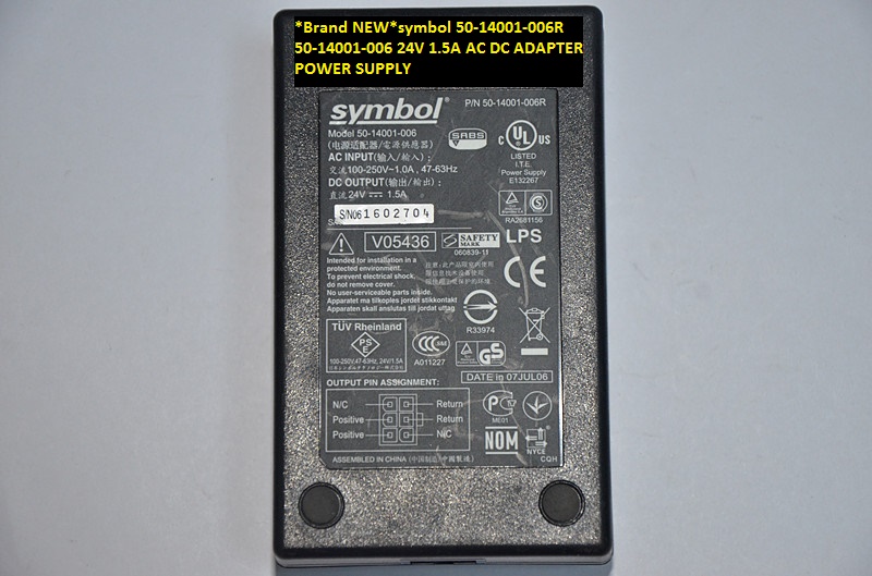 *Brand NEW*symbol 50-14001-006R 50-14001-006 24V 1.5A AC DC ADAPTER POWER SUPPLY